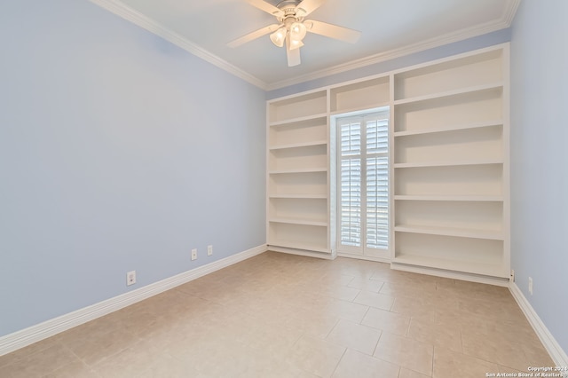 unfurnished bedroom featuring light tile patterned floors and ornamental molding