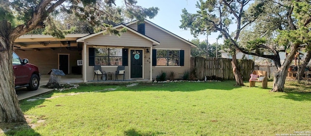 view of front of home with a front lawn