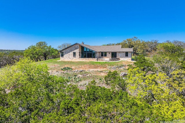 160 Mountain Way, Kerrville, TX 78028 - back of house with stone siding