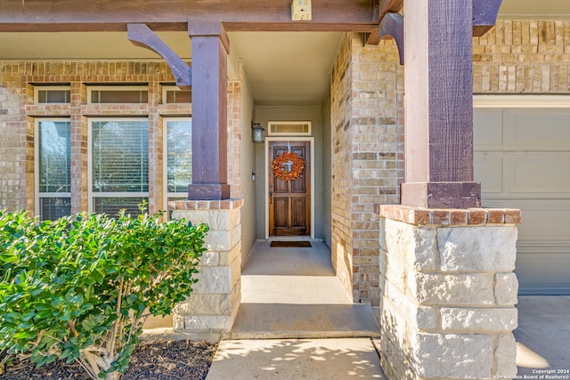 property entrance featuring a garage