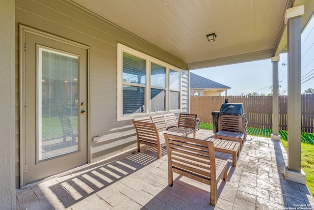 view of patio / terrace featuring an outdoor living space