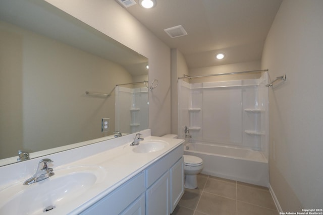 6727 Tasajillo Spg, San Antonio, TX 78253 - full bathroom with toilet, tile patterned floors, double vanity,  shower combination, and baseboards