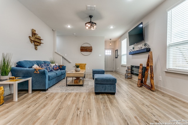 living room featuring wood-type flooring