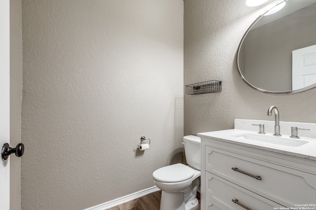 bathroom featuring vanity, toilet, and wood-type flooring