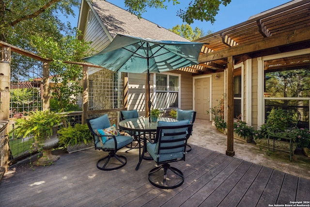 deck with a pergola