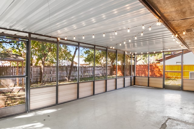 view of unfurnished sunroom