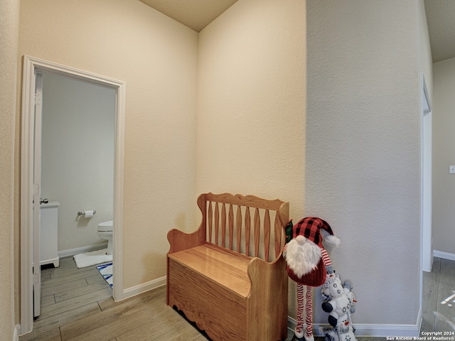 sitting room with light hardwood / wood-style flooring