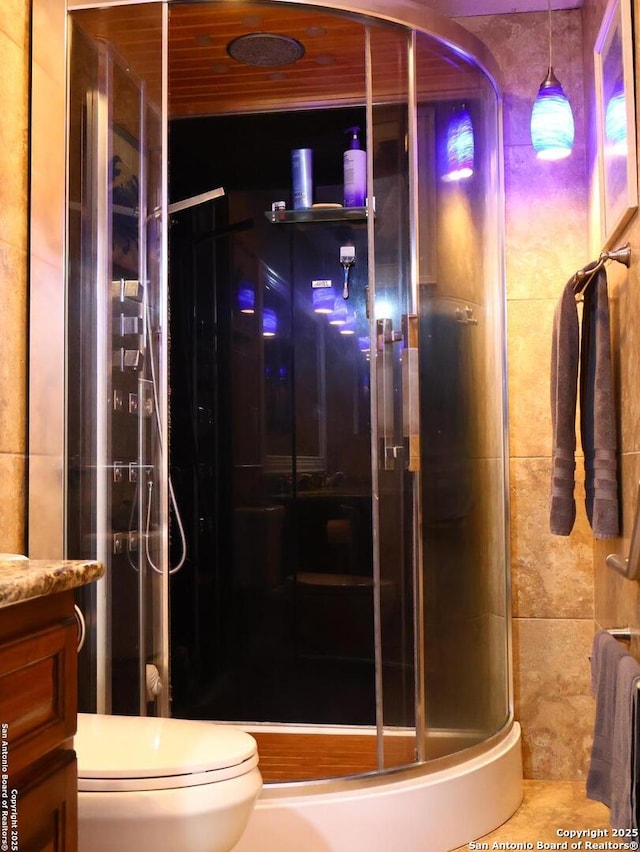 15822 Lomita Springs Dr, San Antonio, TX 78247 - full bath featuring vanity, a stall shower, and toilet