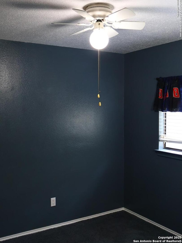 15822 Lomita Springs Dr, San Antonio, TX 78247 - carpeted spare room featuring ceiling fan, baseboards, and a textured ceiling