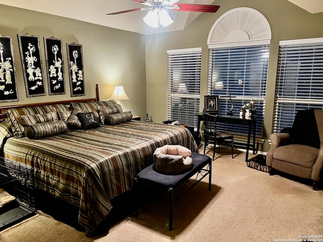 bedroom with carpet and ceiling fan