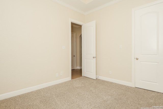 carpeted spare room featuring ornamental molding