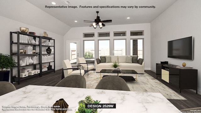 1849 Gyst Rd, Seguin, TX 78155 - living area featuring wood finished floors, baseboards, a ceiling fan, and recessed lighting