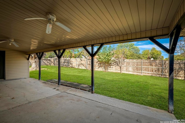 view of patio with ceiling fan