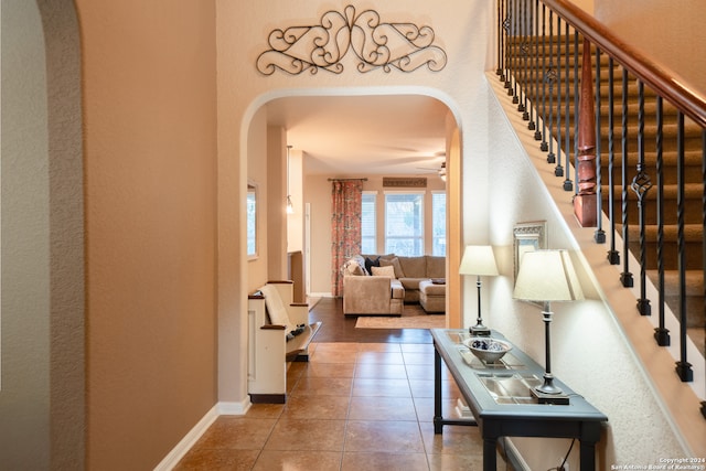 corridor featuring tile patterned flooring