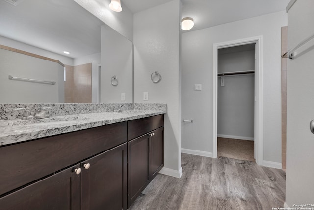 bathroom featuring wood-type flooring and vanity