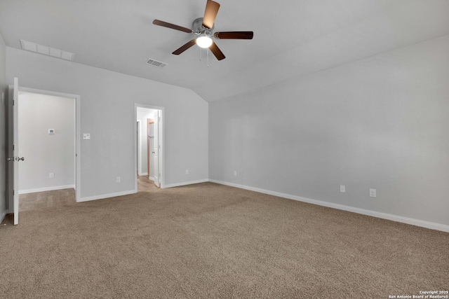 8559 Laxey Wheel, San Antonio, TX 78254 - carpeted spare room featuring ceiling fan, baseboards, and vaulted ceiling