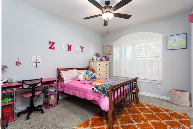 bedroom with carpet and ceiling fan