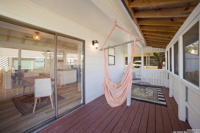 wooden deck with covered porch