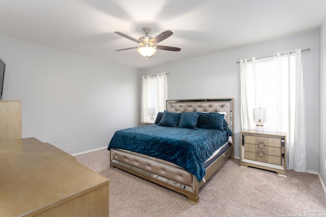 bedroom with carpet flooring and ceiling fan