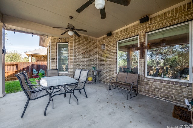 view of patio with ceiling fan