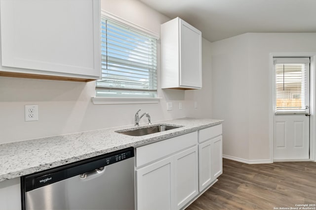 1205 Pacific Monarch, San Antonio, TX 78253 - kitchen featuring dishwasher, a sink, white cabinetry, and healthy amount of natural light