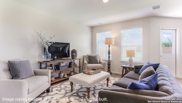 living room featuring light hardwood / wood-style flooring