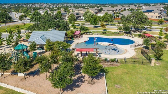 1205 Pacific Monarch, San Antonio, TX 78253 - aerial perspective of suburban area featuring a pool area