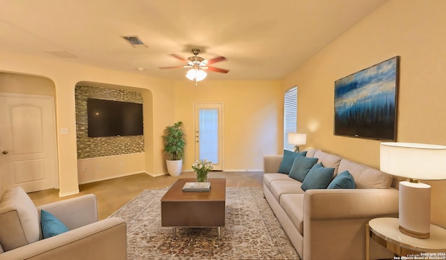 9019 Mimosa Mnr, San Antonio, TX 78245 - living area with ceiling fan and carpet
