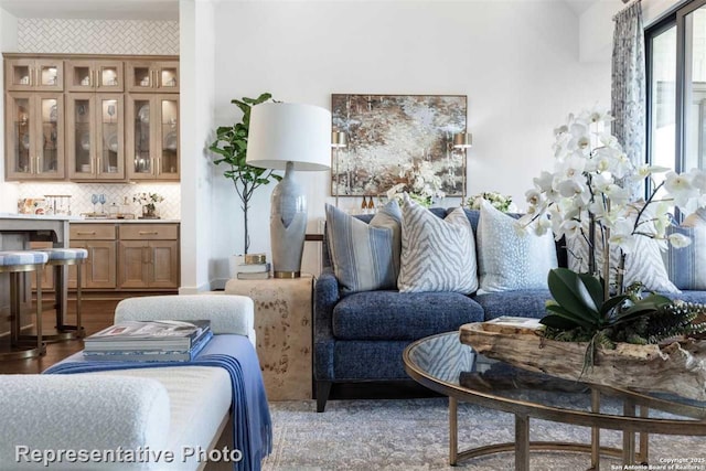 living room with hardwood / wood-style floors