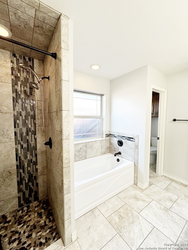 bathroom with independent shower and bath