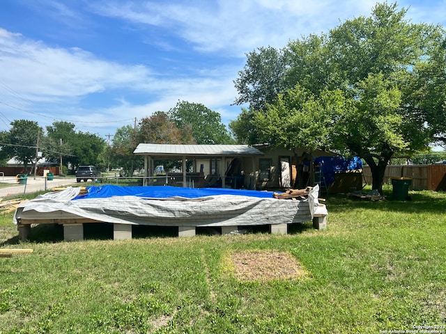 view of pool featuring a yard