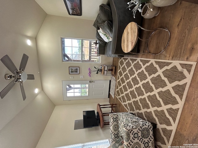 living room featuring ceiling fan