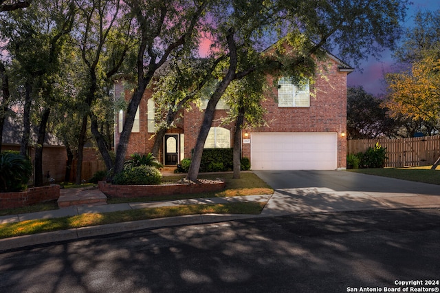 view of front of property featuring a garage