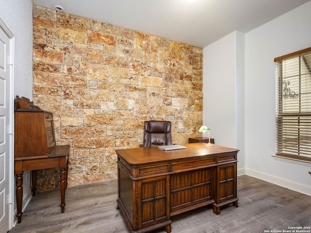 home office featuring wood-type flooring