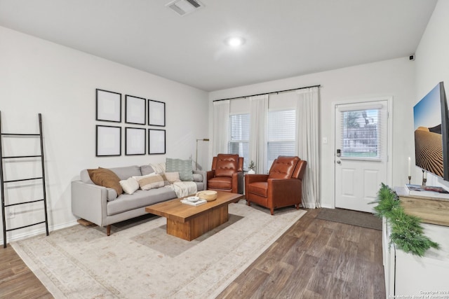 living room featuring hardwood / wood-style flooring