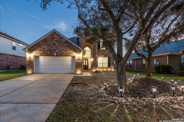 view of property featuring a garage