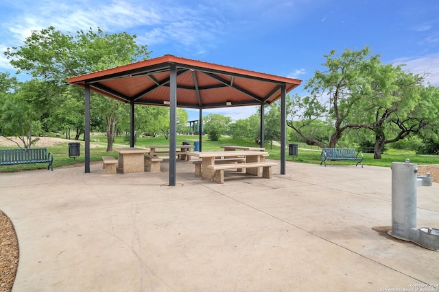 view of community with a gazebo and a patio