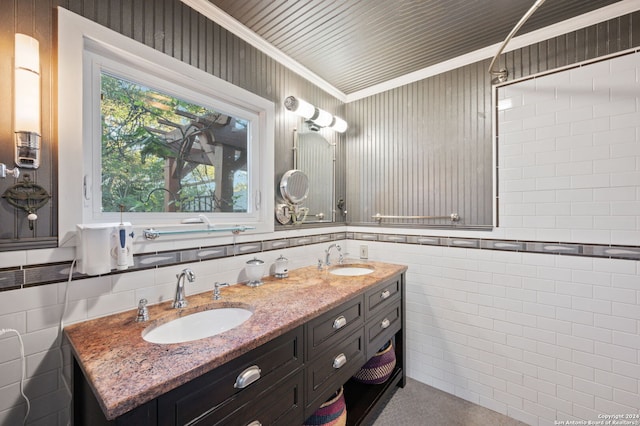 bathroom featuring vanity and crown molding