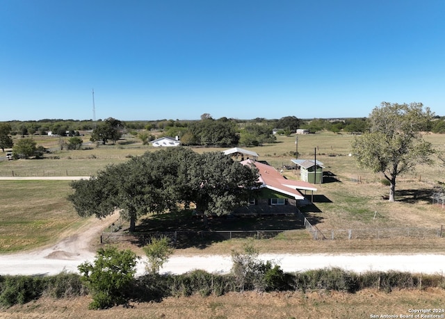 aerial view featuring a rural view