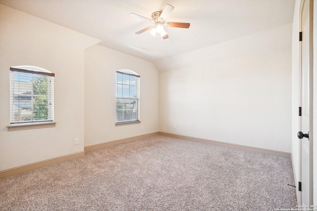 102 Santa Anita, Boerne, TX 78006 - carpeted spare room featuring ceiling fan, baseboards, and lofted ceiling