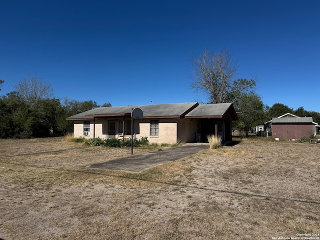 view of single story home