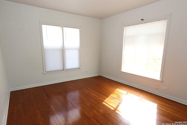 unfurnished room with plenty of natural light and wood-type flooring