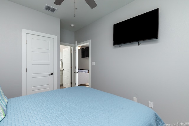 bedroom featuring ceiling fan