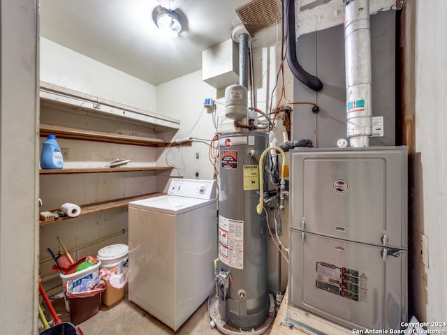 laundry room with washer / clothes dryer and water heater