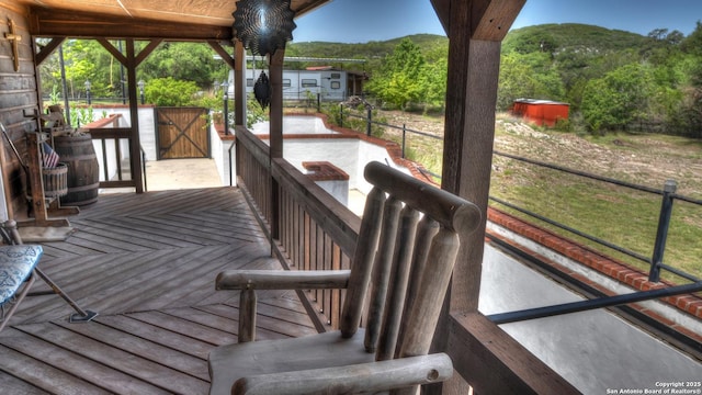 297 Bluff Creek Rd, Leakey, TX 78873 - deck featuring a mountain view