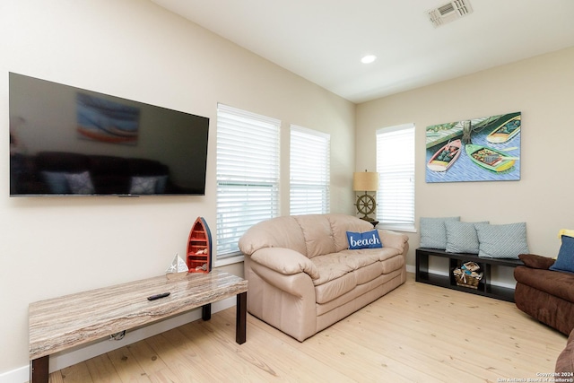 living room featuring light hardwood / wood-style floors