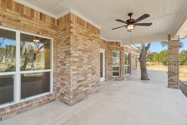 view of patio with ceiling fan