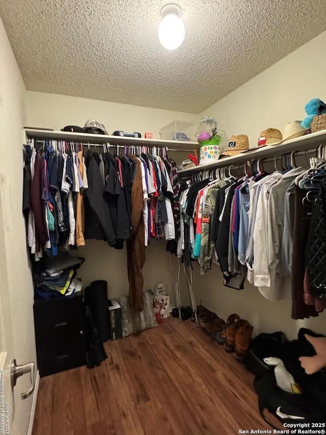 9830 Lauren Mist, San Antonio, TX 78251 - walk in closet featuring wood finished floors