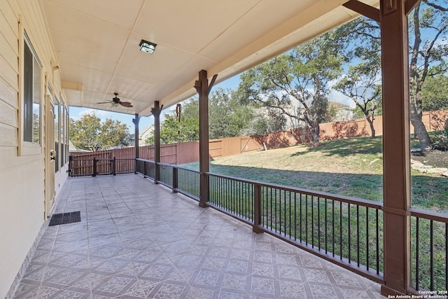 view of patio / terrace with ceiling fan