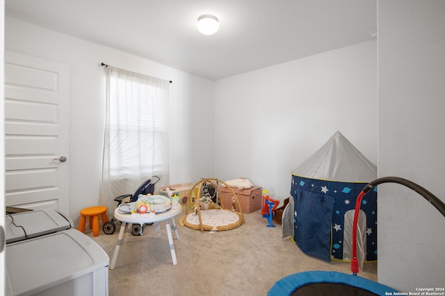 recreation room with carpet